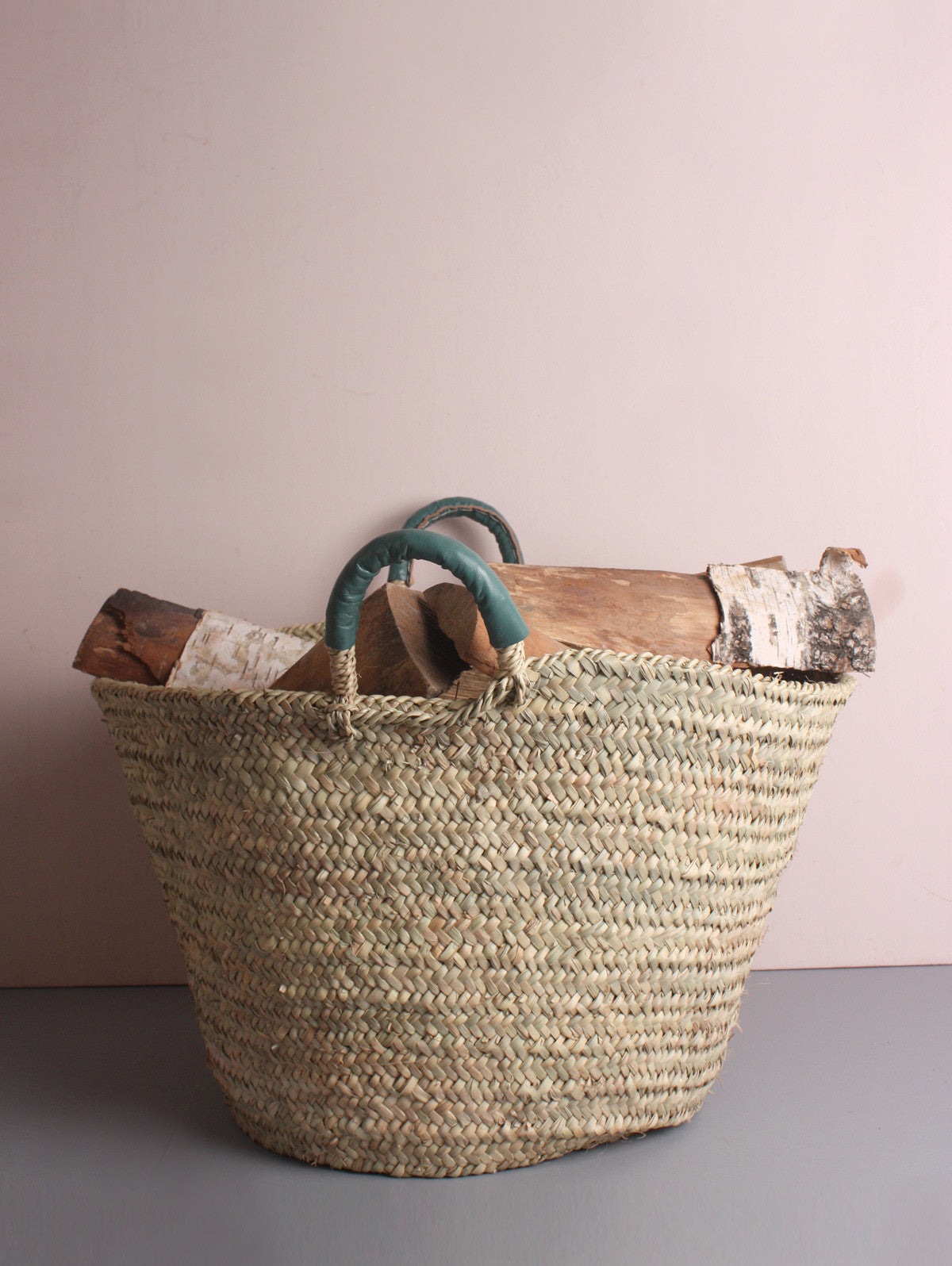 Beldi Leather Baskets, Sage