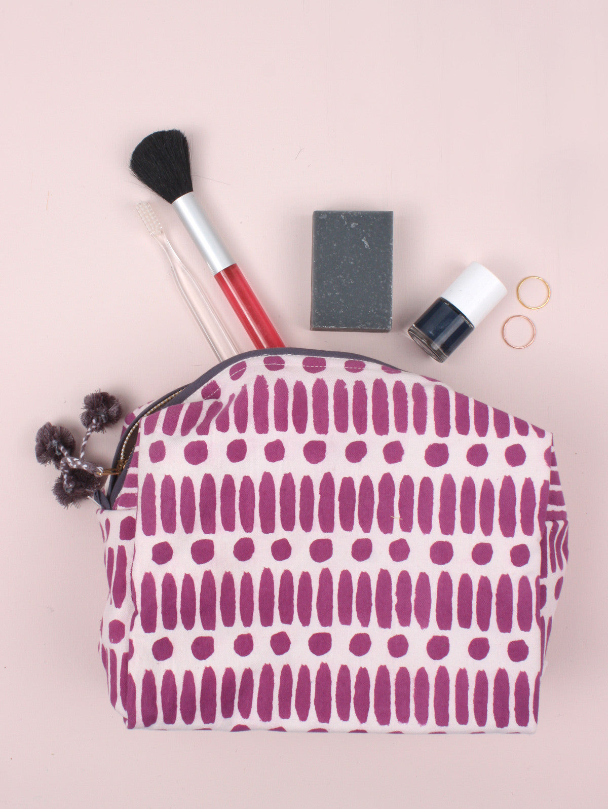 Dot Dash Wash Bags, Purple