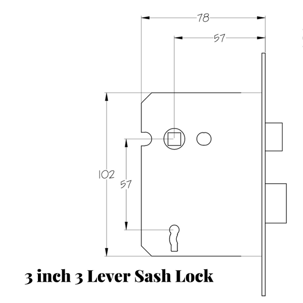 3 inch 3 lever sash lock