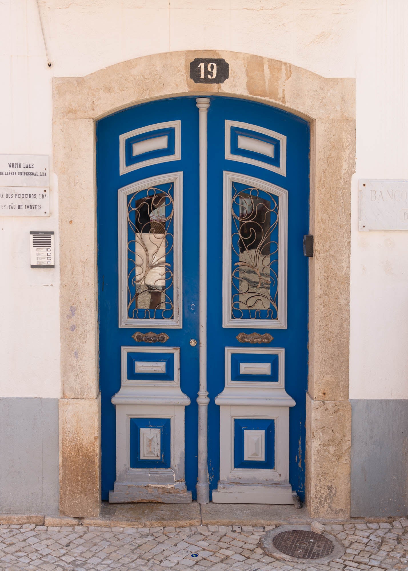 Portuguese Architecture Two Tone Blue Arched Door Lagos 