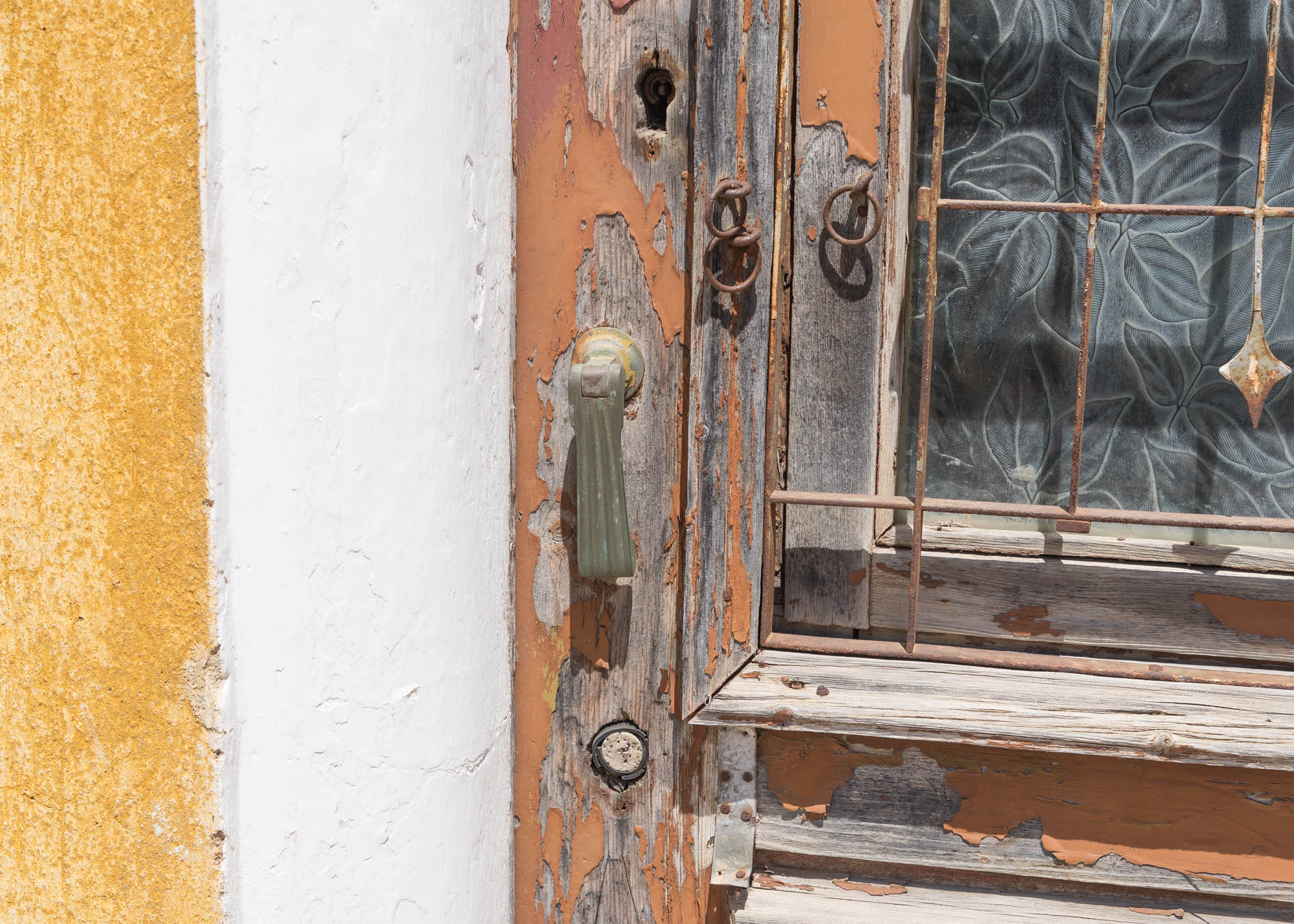 Portuguese Architecture Rusted Door Handle Peeling Paint Lagos