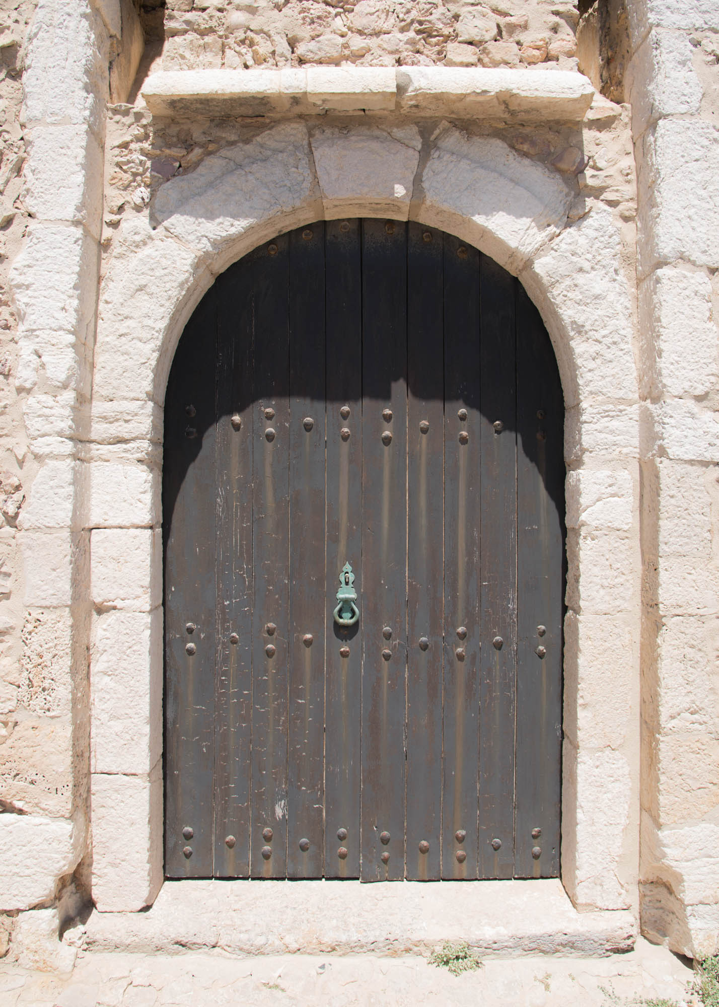 Portuguese Architecture Large Arched Door Turquoise Handle Lagos
