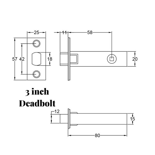 3 inch deadbolt drawing with measurements