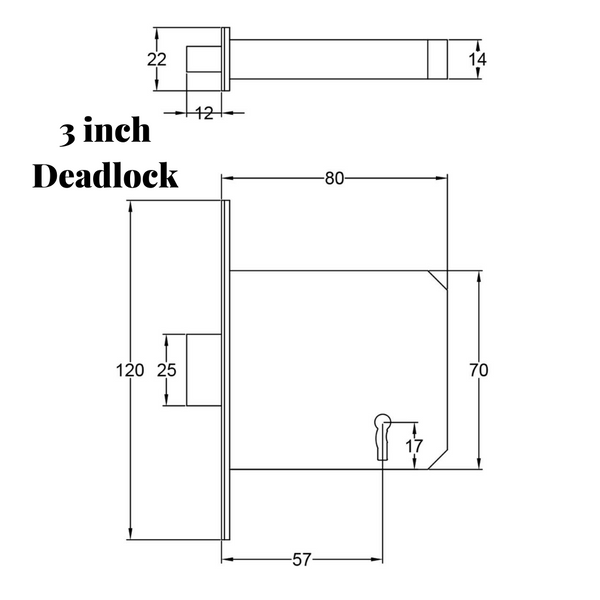 3 inch deadlock drawing
