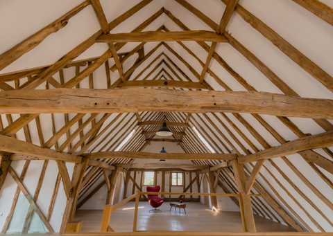 Restored beanwork in Oak meadow Barn