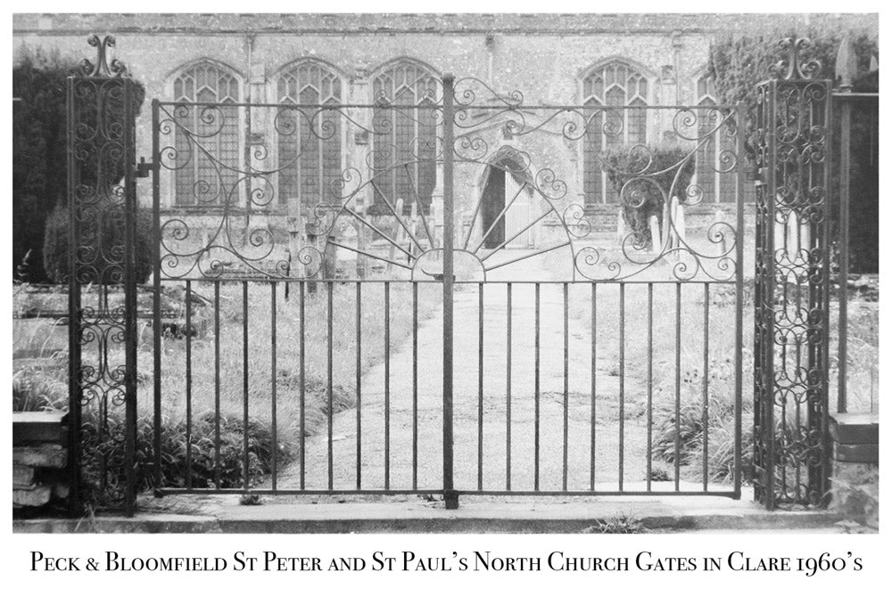 St Peter and St Pauls Church Gates, Old Picture, Peck and Bloomfield, Clare