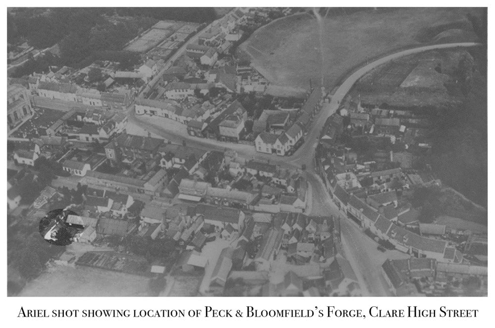 Peck and Bloomfield, Clare High Street, Old Site, Ariel View