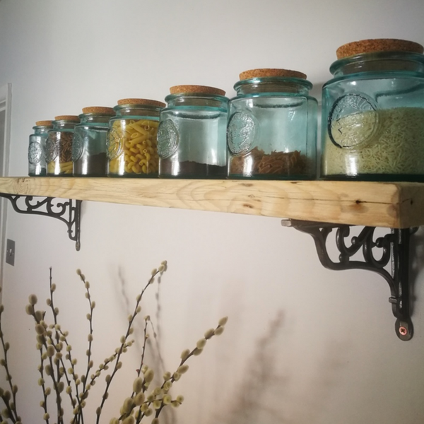 shabby chic shelf brackets, Storage jars on kitchen shelf