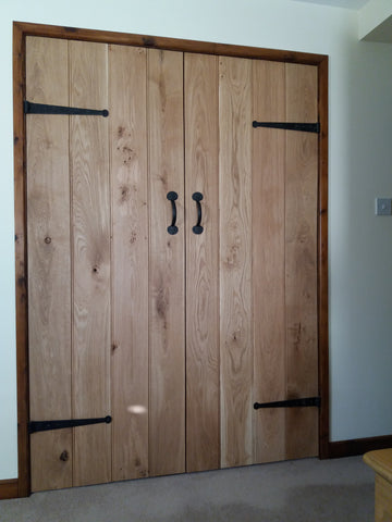 wardrobe doors with hand forged hinges and pull handles