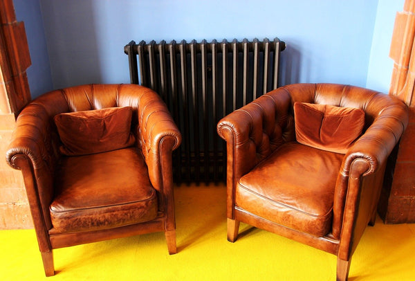 Leather chairs with cushions