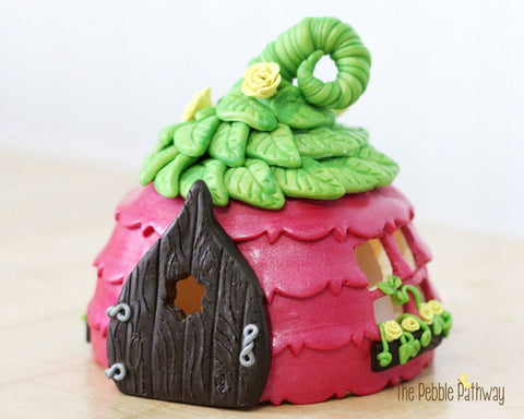 Pink Fairy House with Green Leaf Roof - Brinley