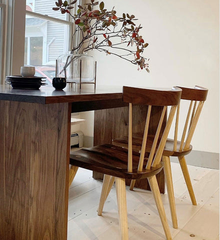 Shown above - our original Hygge Dining Table in walnut with walnut and ash Boston Chairs
