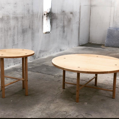 Our original and new Navarend Side and Coffee tables in hard maple.