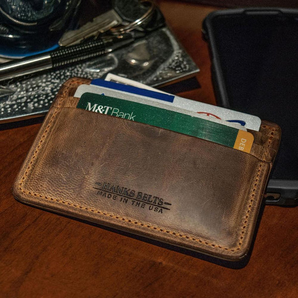 Hanks Leather Front Pocket ID Wallet Minimalist ID & Card Holder