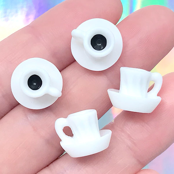 Miniature mold dollhouse 3D coffee cup saucer Diy silicone soft mold for Uv resin and polymer clay crafting