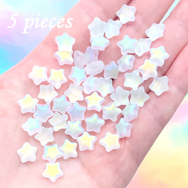 10PCS/Pack Rainbow Color Mixed 25mm Resin Star Heart Pendant Charms DIY Findings 