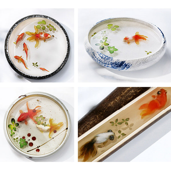 Daimay 13 hojas Estanque de peces 3D Koi Clear Film Sticker Pegatina decorativa de resina de simulación Molde de pescado de bricolaje para Pintura Fabricación de joyas