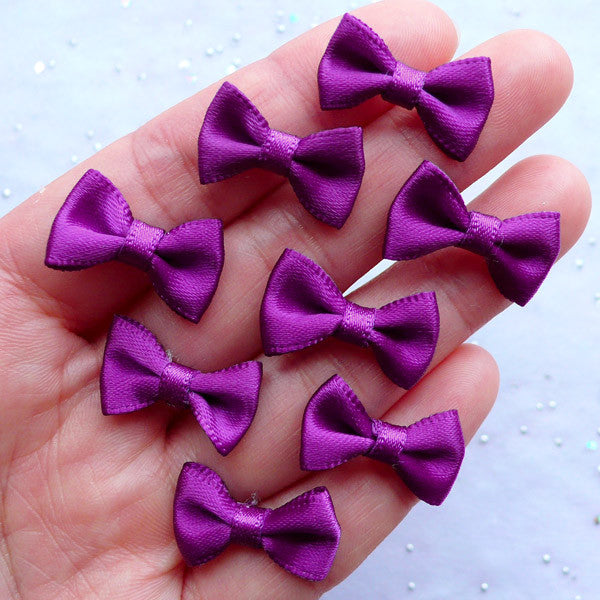 Mini Satin Bows in 20mm | Small Fabric 