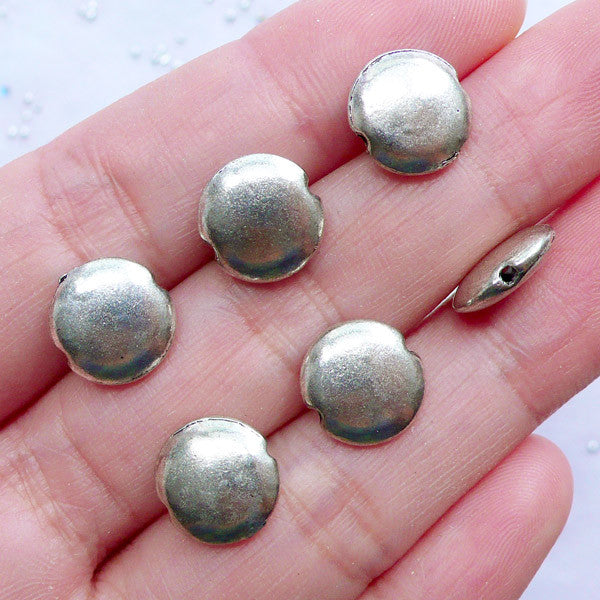 flat silver beads