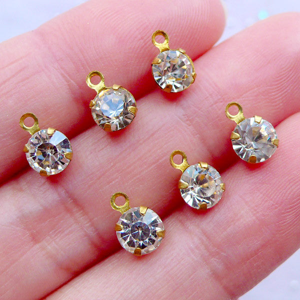 PandaHall Cubic Zirconia Crystal Rhinestone Dangle Charms for DIY Necklace Earring Jewelry Making