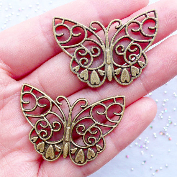 Butterfly Bug Filigree Insect Dangle Bead for Silver European Charm Bracelets