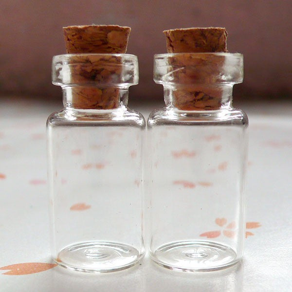 Tiny Glass Bottles Cork Small Vials Empty Mini Jars Little 10 Pcs Crafts Pendant 