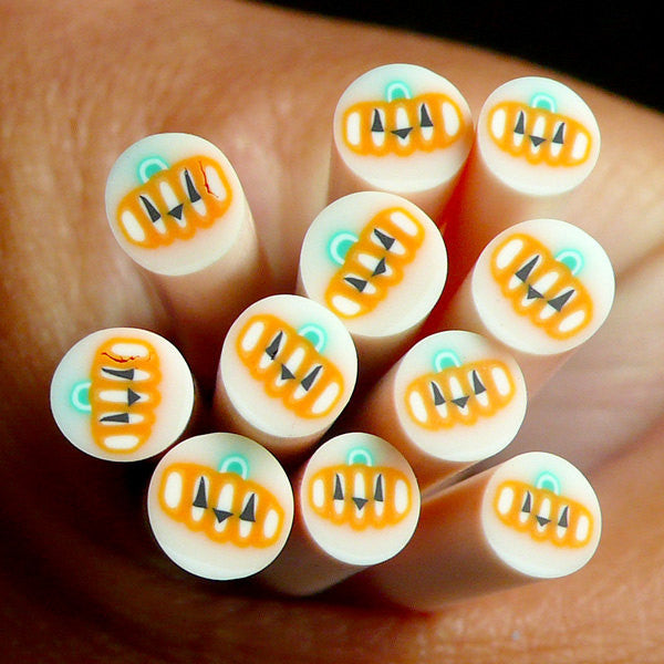 Halloween Pumpkin Cane Polymer Clay Cane Halloween Fimo Cane Nail Art Miniaturesweet Kawaii Resin Crafts Decoden Cabochons Supplies Jewelry Making