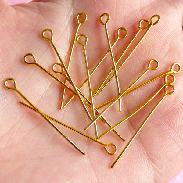 Eye Pins for Jewelry Making | Ship Straight and Unbent (150 Pieces, 3  Inches, 76mm, 22 Gauge) Flat-Head Brass Dressmaker Eyepins | Jewellery  Making