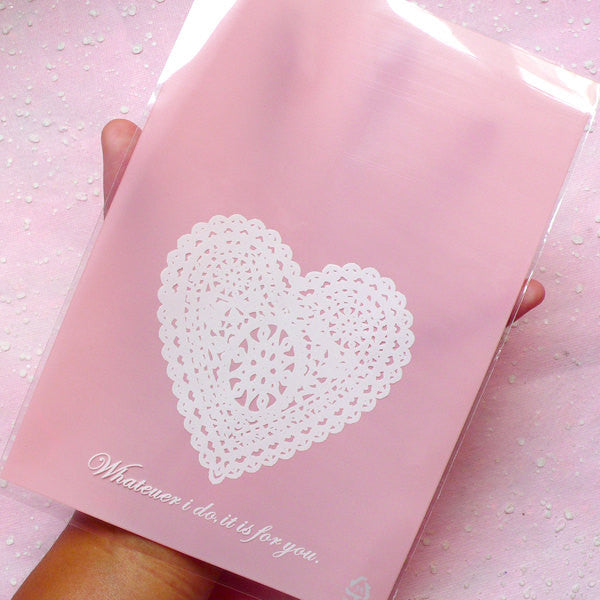 pink plastic gift bags