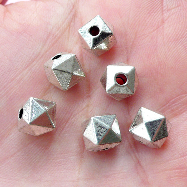 Tibetan Silver color mini irregular  faceted spacer beads 180pcs EF0158 