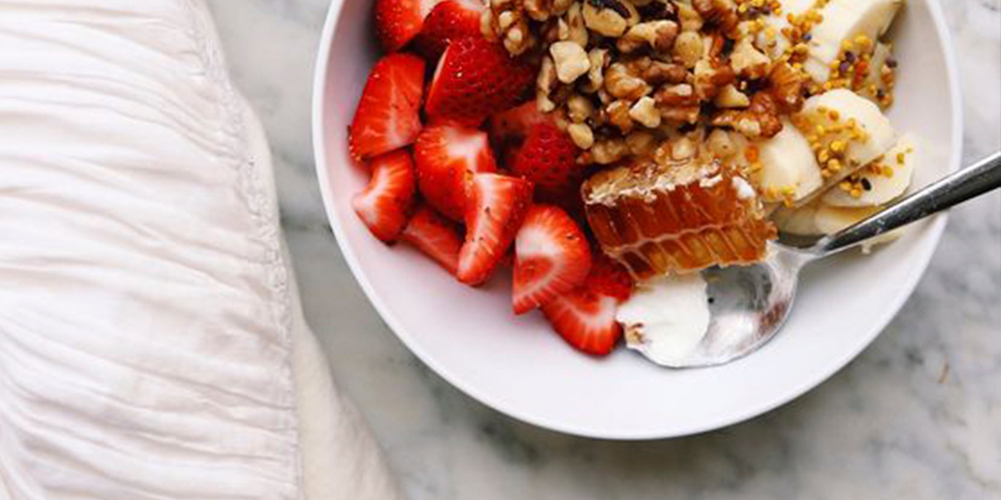 raw honeycomb on yogurt