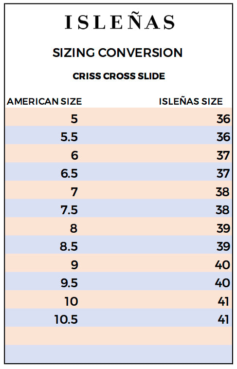 Criss Cross Size Chart - MUNS