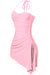 Halter A-Line Mini Dress Pink