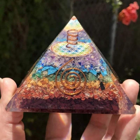 7 Chakra Copper Healing Spiral Orgonite Pyramid