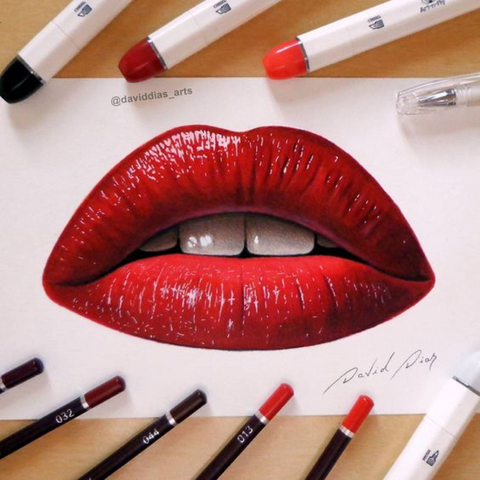 Red lips drawing