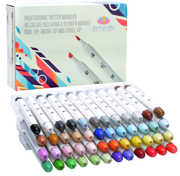 Shuttle Art 88 Colors Dual Tip Alcohol Based Art Markers, 88 Colors Plus 1  Blender Permanent Marker Pens Highlighters with Case Perfect for