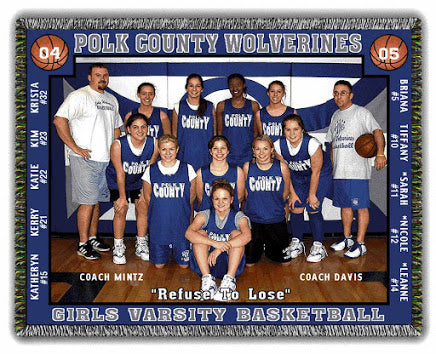 Basketball team photo blanket