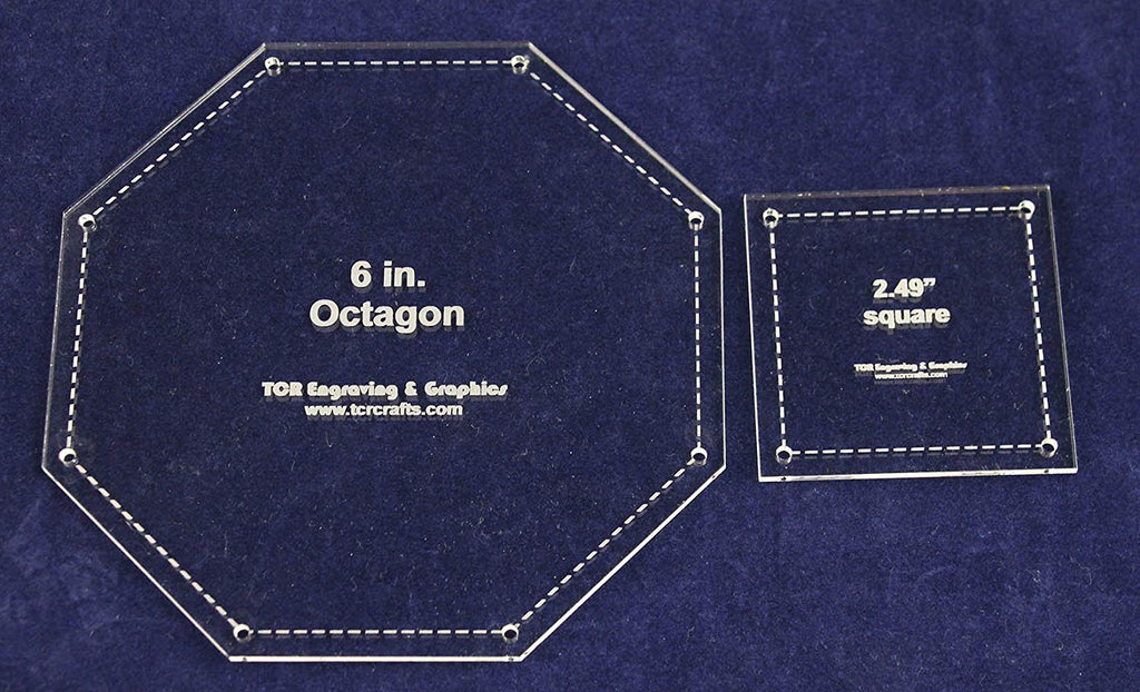 Matching Square/Octagon Set Templates. 6". Clear 1/8" Quilting