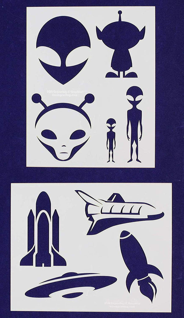 Alien/Spaceship Stencils 2 pc setMylar 14mil Painting /Crafts/ Tem