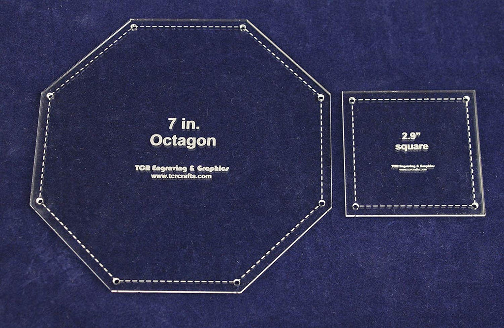 Matching Square/Octagon Set Templates. 7". Clear 1/8" Quilting