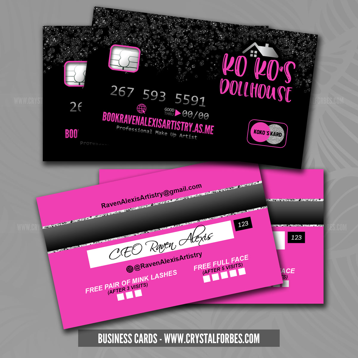 Business Cards Credit Card Style Crystal Forbes Design Studio