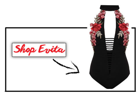 Shop Pink N' Proper Malaysia Singapore Opulence Embroidery Evita Monokini Swimsuit