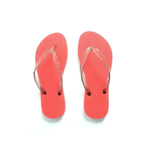 red glitter flip flops