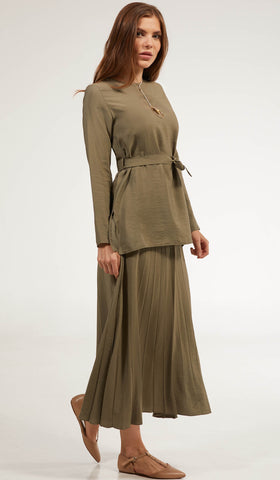 Amani Belted Modest Tunic - Sage