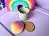Rainbow holographic coasters