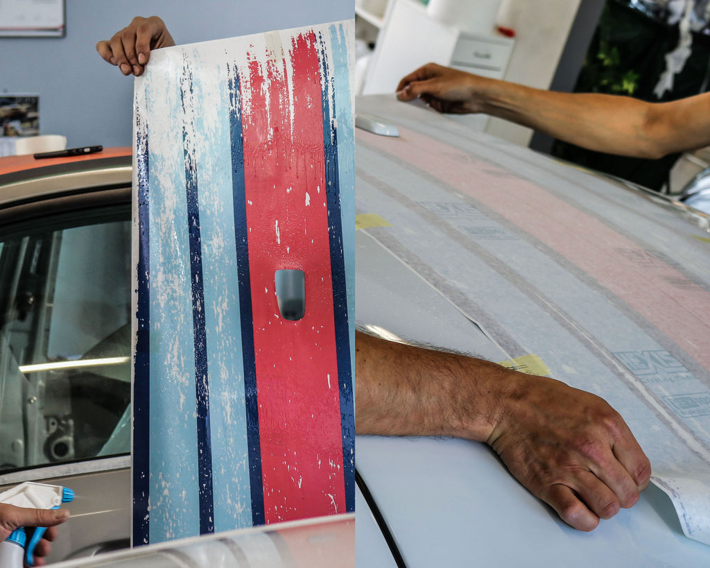 Scratched Martini Racing Stripes Installation / Application Process