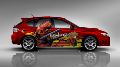 Neon Genesis Evangelion Asuka Langley Itasha Design On Subaru Impreza WRX STI 