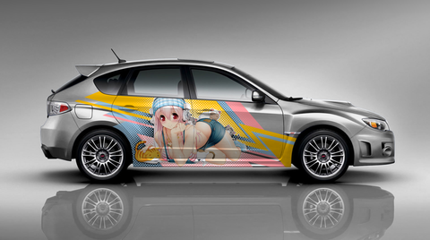 Super Sonico Itasha Design On Subaru Impreza WRX STI 
