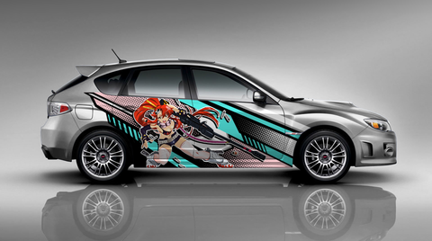 Gurren Lagann Yoko Littner Itasha Design On Subaru Impreza WRX STI 