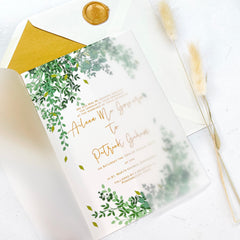 Botanical Dream vellum A5 Evening wedding invitation (no vellum or wax seal)